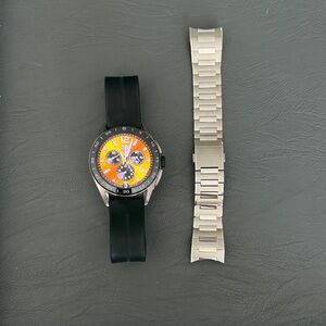 Tag Heuer Black and Orange Chronograph Watch